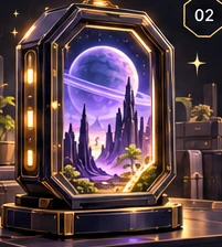Concept of an illuminated sci-fi shadow box